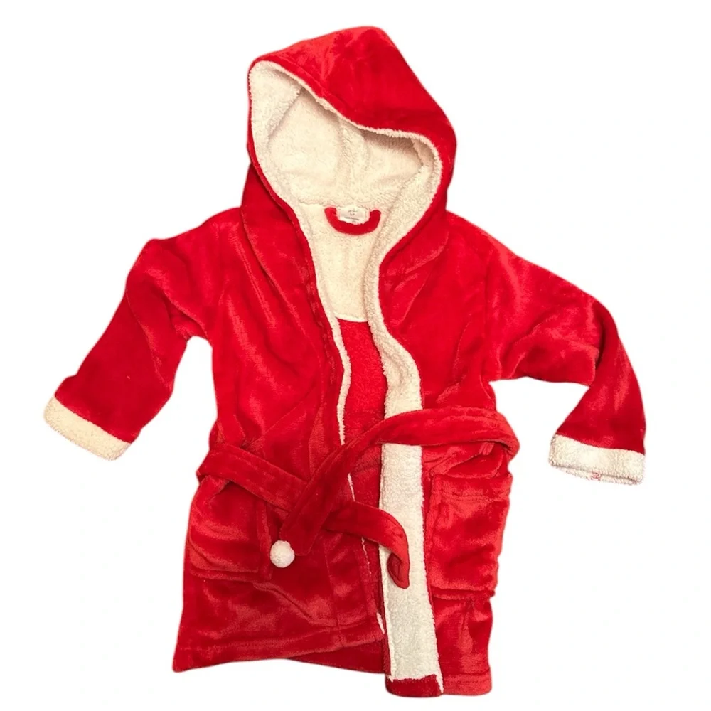 Kids Red Plush Holiday Robe - Picture 1 of 4